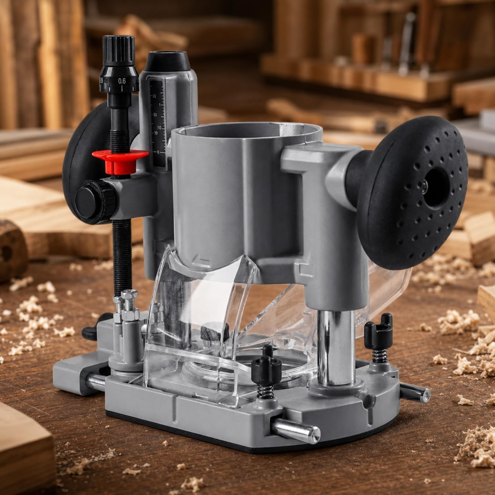 Soporte Ranurado con Base Metálico Base Fresadora con Doble Empuñaa, Ergonómico, Herramienta, Carpinteros, Aficionados Al Bricolaje