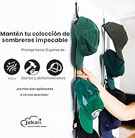 Vista 2 de Jokari Organizador de gorras para colocar sobre la puerta, paquete de 2 unidades con capacidad para hasta 16 sombreros de béisbol, sistema