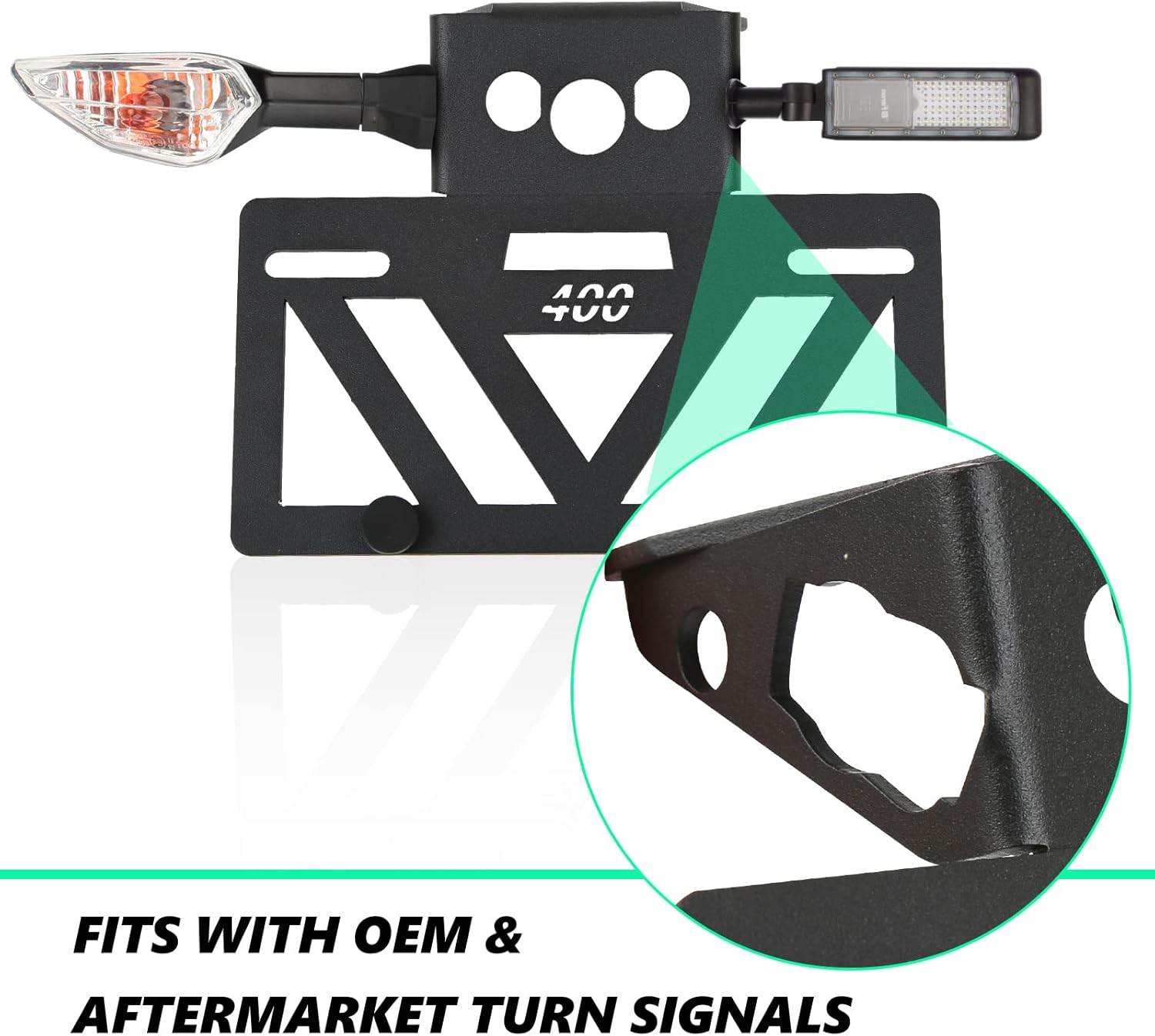 2024 2025 Ninja 500 Fender Eliminator Ninja 400 Fender Eliminator Tail Tidy License Plate Bracket Mount Fit with OEM & Aftermarket Turn Signal Z400 2018 2019 2020 2021 2022 2023 2024 2025 Z500 2024