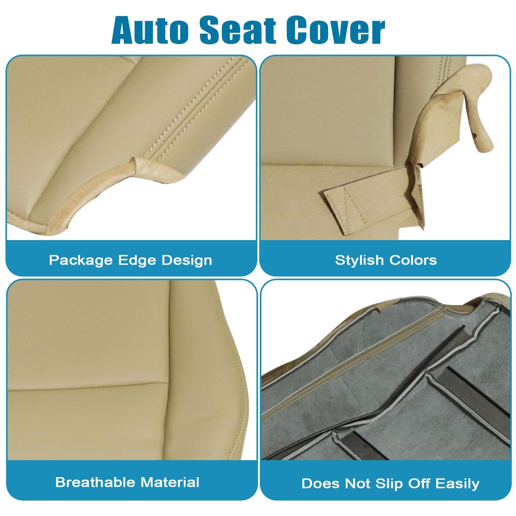 Priprilod Tan Leather Driver Side Bottom Replacement Seat Cover Compatible with Honda Accord 2008 2009 2010 2011 2012