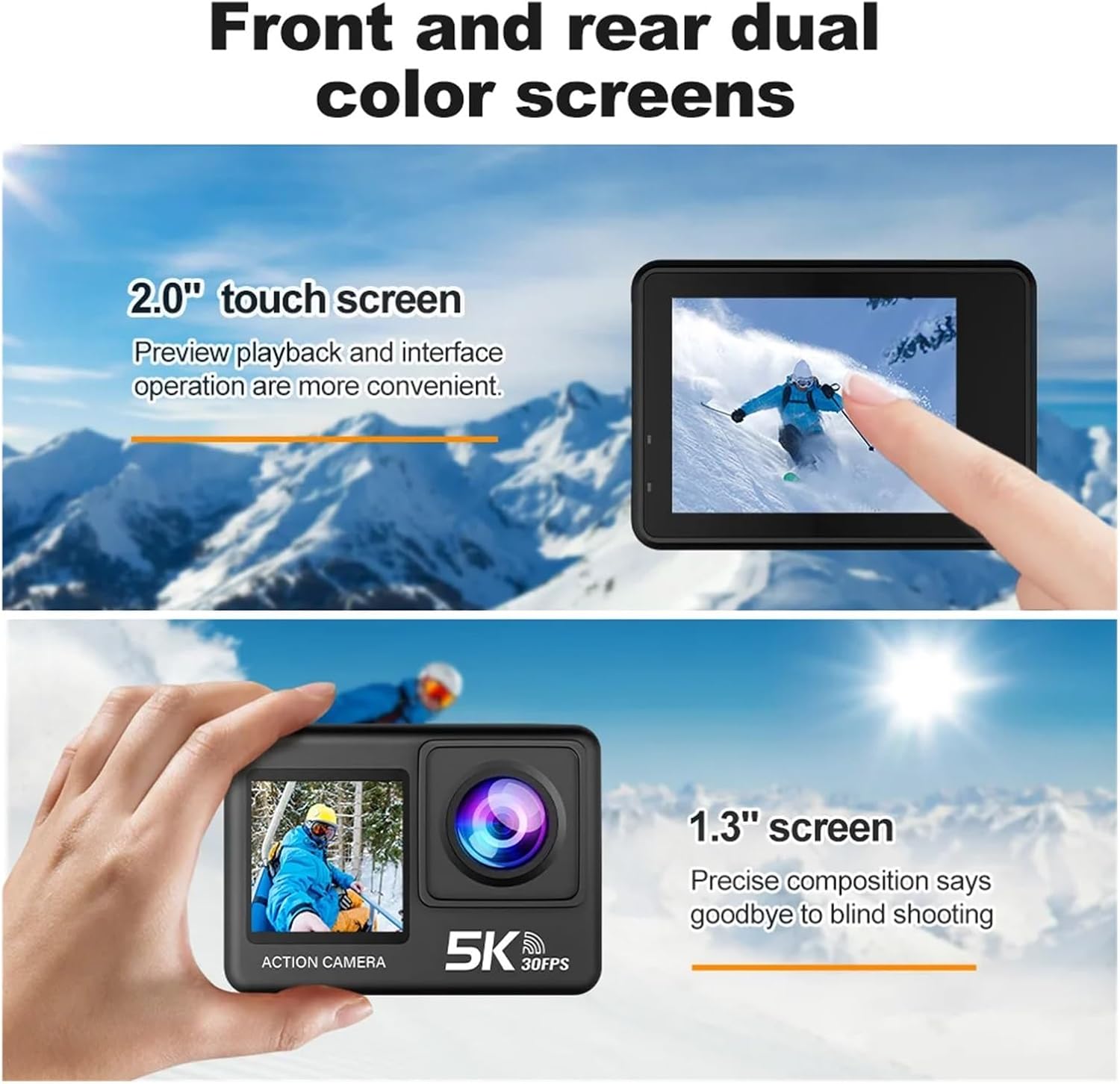 5Kアクションカメラ4K60FPS 2.0インチタッチスクリーンWi-Fi 170 5Kアクションカメラ4K60FPS 2.0インチタッチスクリーンWi-Fi 170