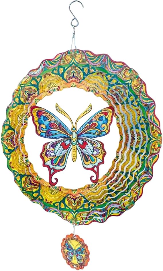 Butterfly Wind Sculpture - Spinnnings Metal Yard Art, Kinetics Garden Ornament, Rotational Breeze Catcher, Decorative Outdoor Feature | Wind Spinner for Housewarming Birthday Lawn Patio Display
