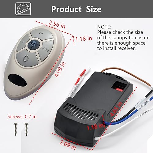 Miniatura 5 de Kit de control remoto universal para ventilador de techo Harbor Breeze Hunter Allen Roth Hampton Bay, con atenuador de luz receptora de 3