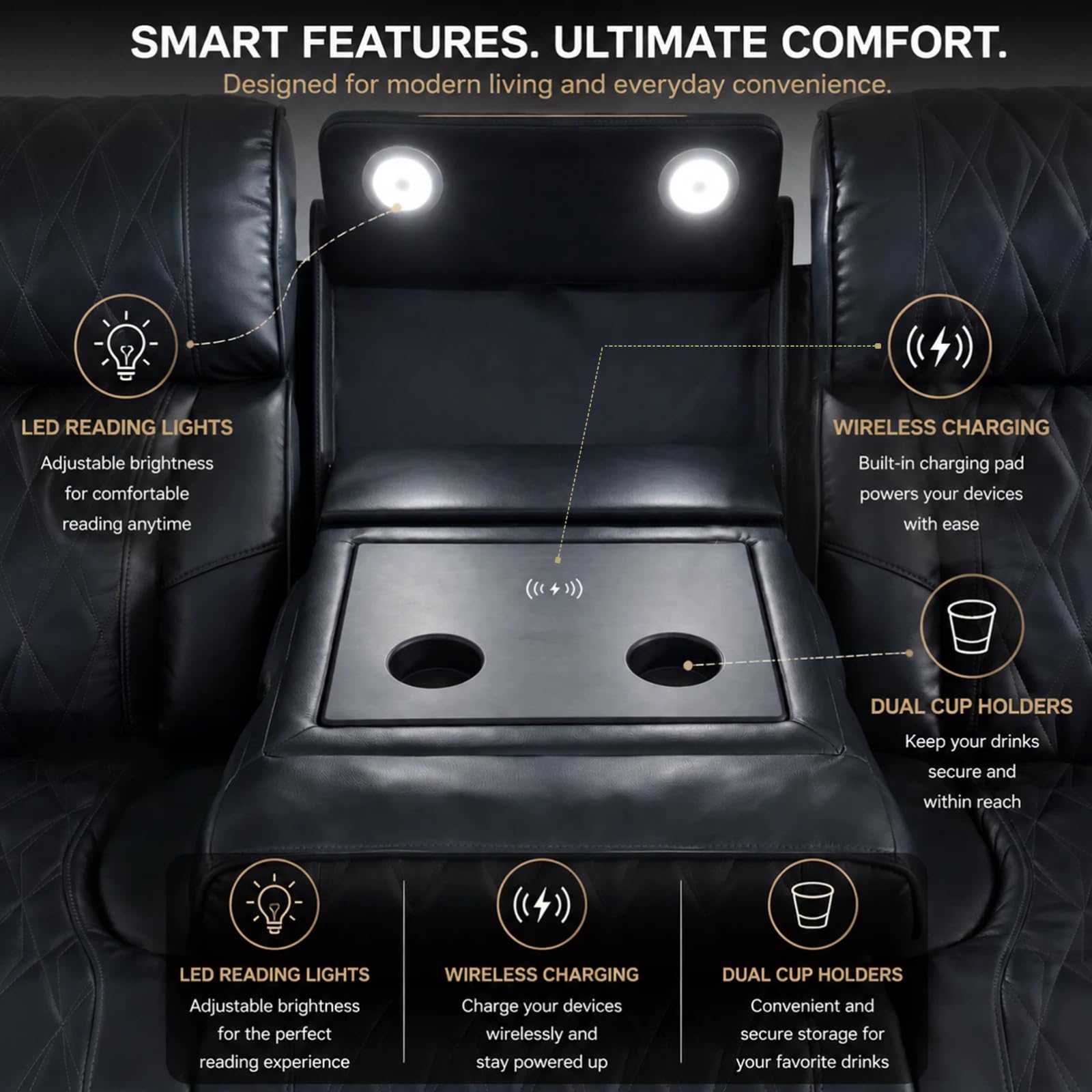 Power Reclining Sectional Sofa with Speakers & USB Charging Port view 3