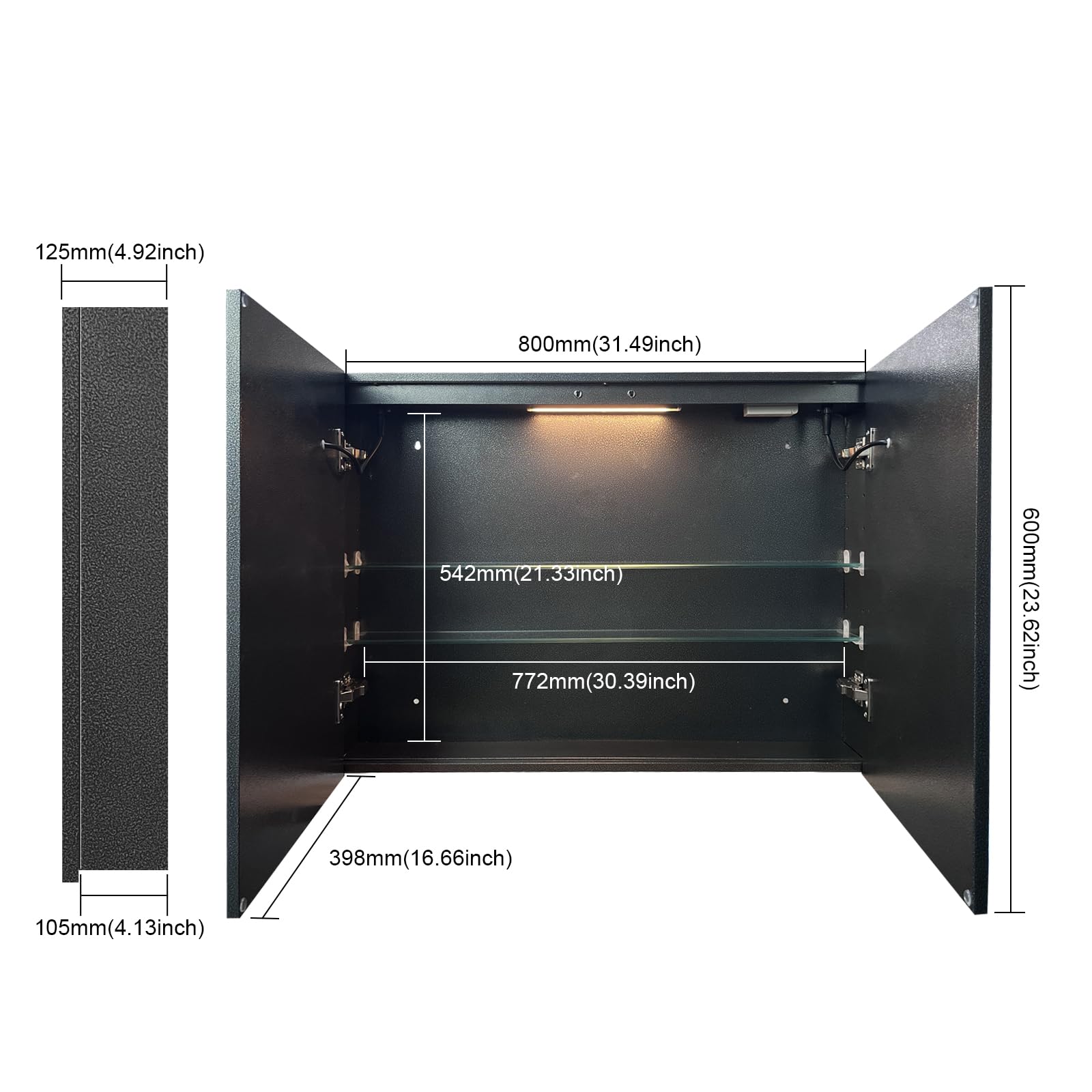 similar)Black Bathroom Mirror Medicine with LED Lights, Wall