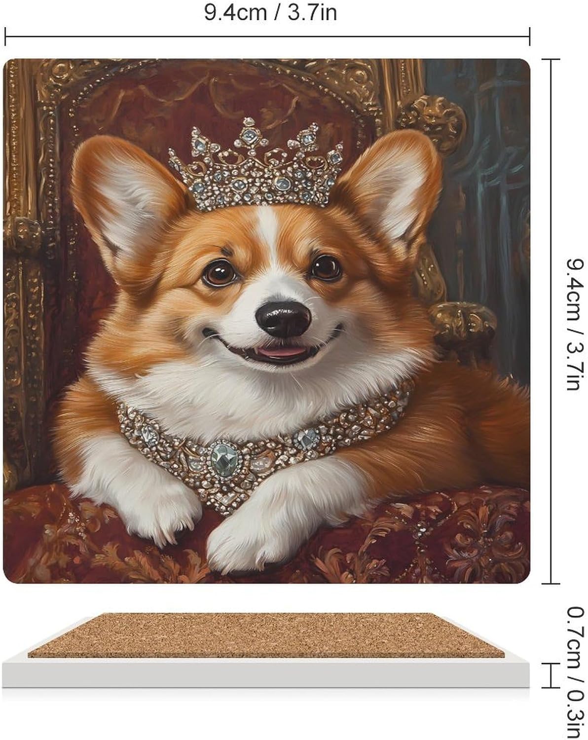 Corgi Dog Queen Ceramic Coasters Square Drinks Coaster Coffee Table Decor Table Coaster for Home Bar