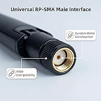 Vista 3 de Antena de tres bandas WiFi 6E 2X 10dBi 2.4GHz/5GHz/5.8GHz de alta ganancia MIMO RP-SMA macho para enrutador WiFi, tarjeta PCIe, adaptador