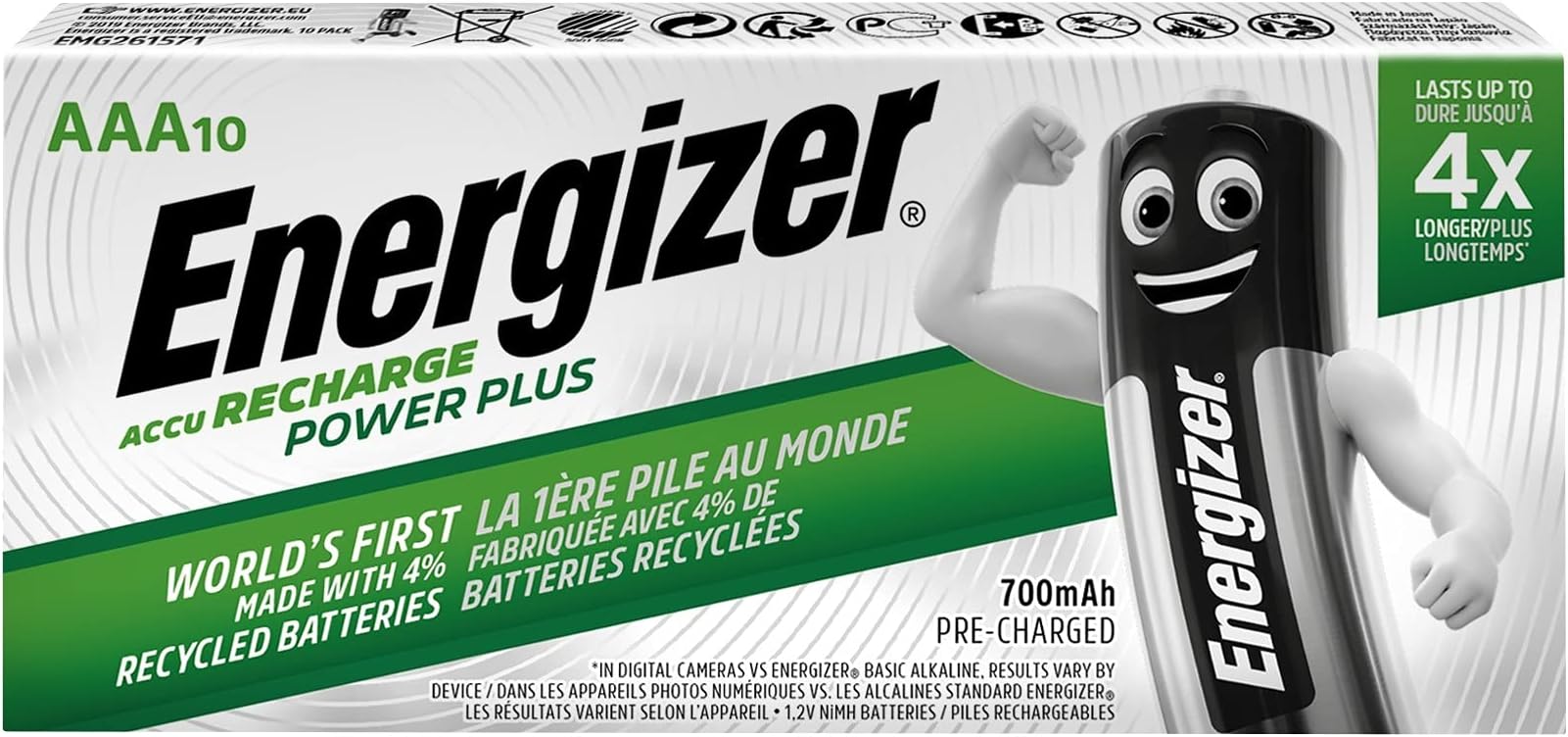Energizer Rechargable AAA Battery (Pack of 10)