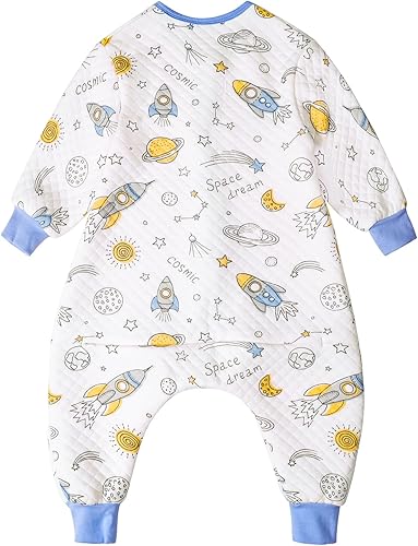 Miniatura 2 de Miipat Saco de dormir para niños pequeños con pies 1.5 TOG, saco de dormir de manga larga, unisex, manta de dinosaurio para caminantes tempranos 1-5T