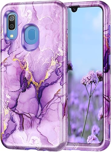 Lamcase Funda para Samsung Galaxy A20A30, resistente a prueba de golpes, híbrida de policarbonato duro, silicona suave, protección contra caídas de