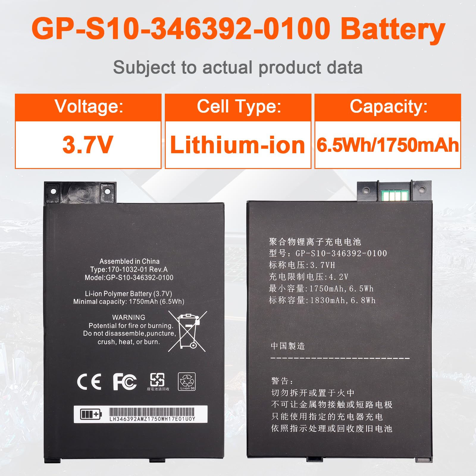 JIMACRO Batería GP-S10-346392-0100, E-Book E-Reader D00901 Teclado 3rd Generación K3 Batería S11GTSF01 170-1032-010 170-1032-00 Batería con 8 Herramientas de Reparación 3,7 V 6,5 WH 1750 mAh
