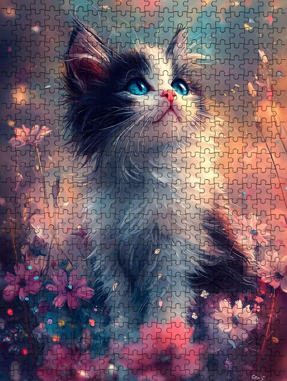 Puzzle 6000 Pezzi Fiori Gatto 3D Puzzle per Adulti Impegnativo, Educa Puzzles Artistico, Divertente E Stimolante Puzzles Decorativo per La Famiglia, Regalo e Decorazione Pareti BXHZW6-403
