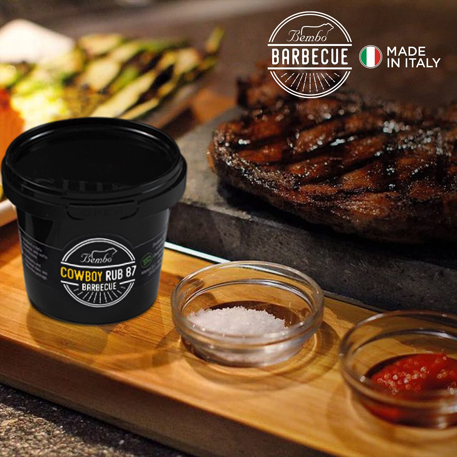 Rub BBQ Cowboy 87 Bembo – Mélange d’Épices pour Steak et Bœuf – Rub au Café et Cacao – Marinade Sèche Barbecue – Made in Italy – 400 g