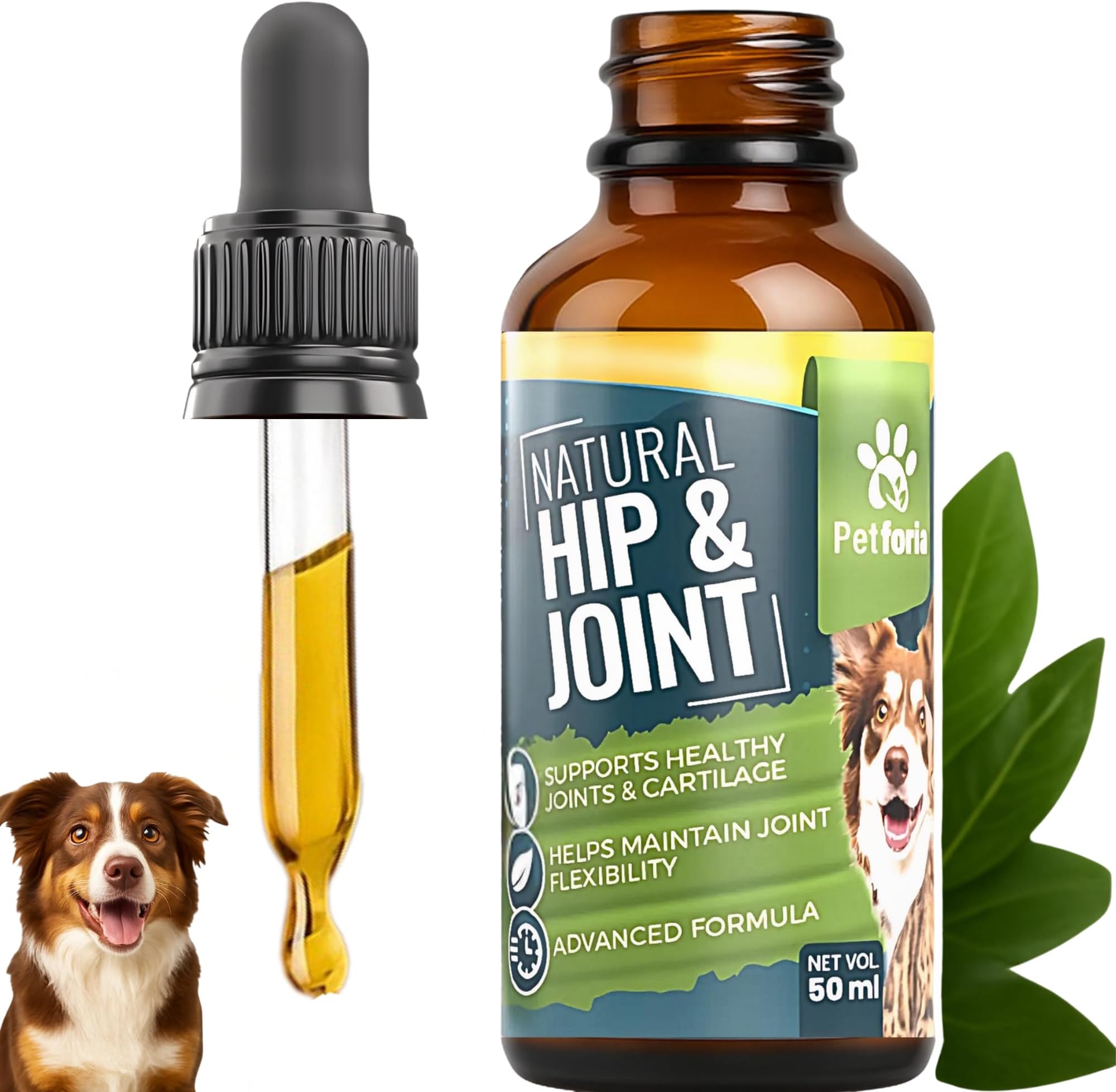 Dogs & Cats Joint and Hip Support Supplement 50ml – Fast Acting Natural Mobility Formula with Glucosamine Vitamin C and Herbal Extracts for Comfort Flexibility and Joint Care