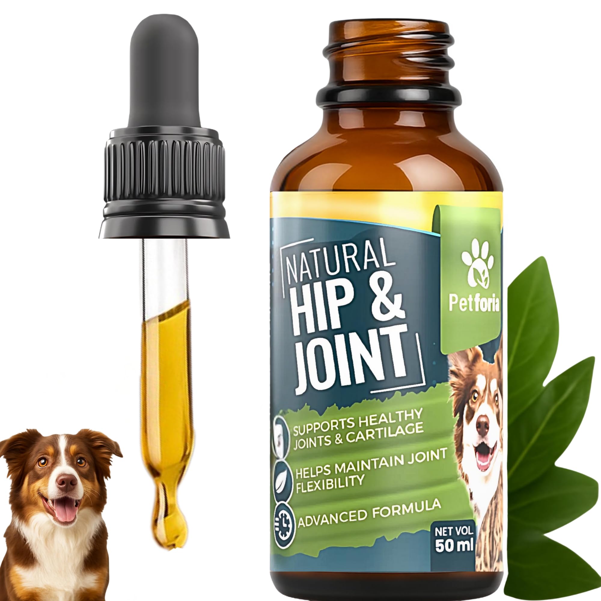 Dogs & Cats Joint and Hip Support Supplement 50ml – Fast Acting Natural Mobility Formula with Glucosamine Vitamin C and Herbal Extracts for Comfort Flexibility and Joint Care