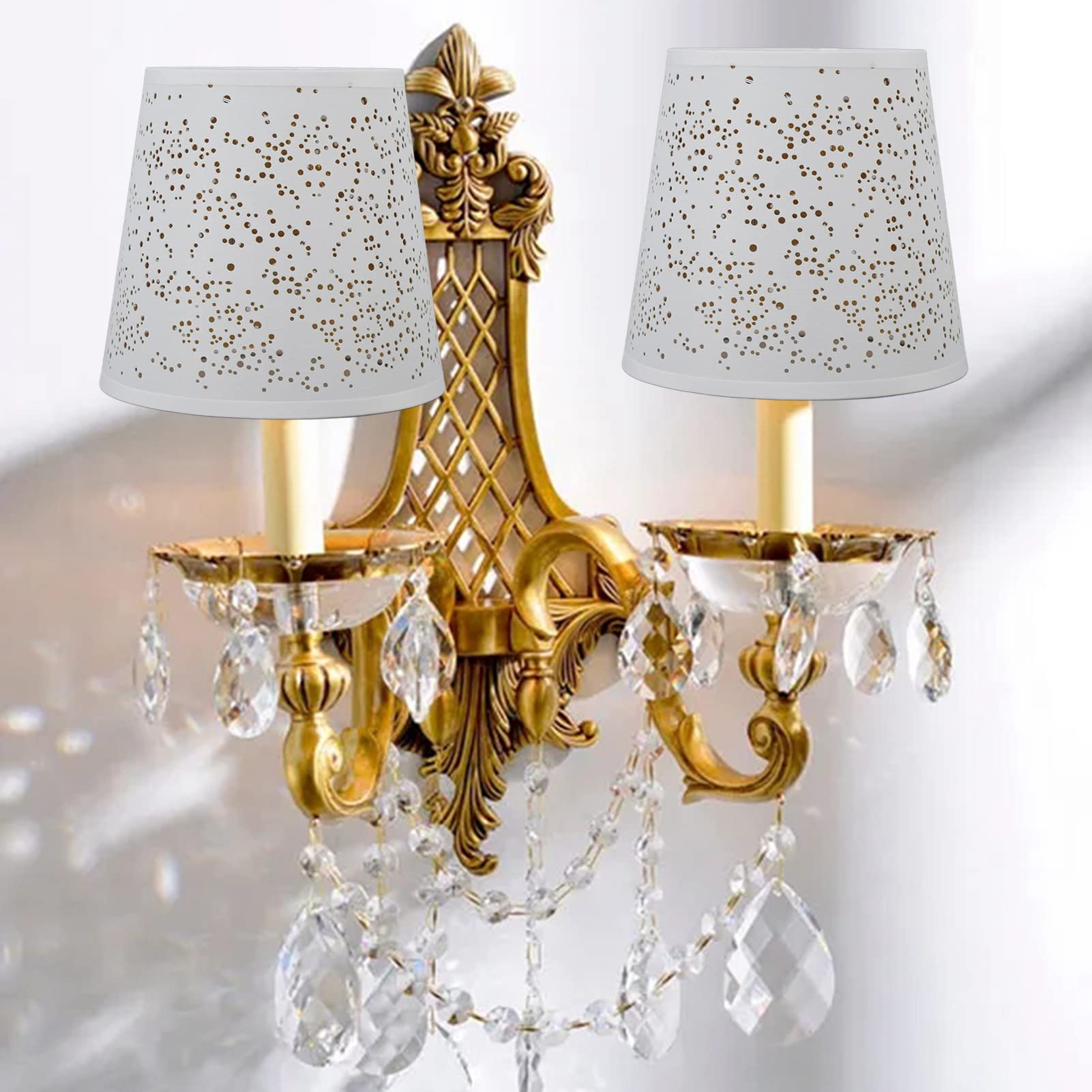 Lot de 3 abat-jour de lampe, abat-jour de lustre, abat-jour de candélabre modernes blancs qui se clipsent sur les abat-jour de cloche d'ampoule pour le remplacement de la lampe de chevet de lustre mur