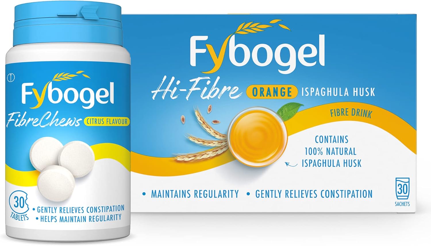 Fybogel HiFibre Orange Constipation 30 Sachets and Fybogel Fibre Chews