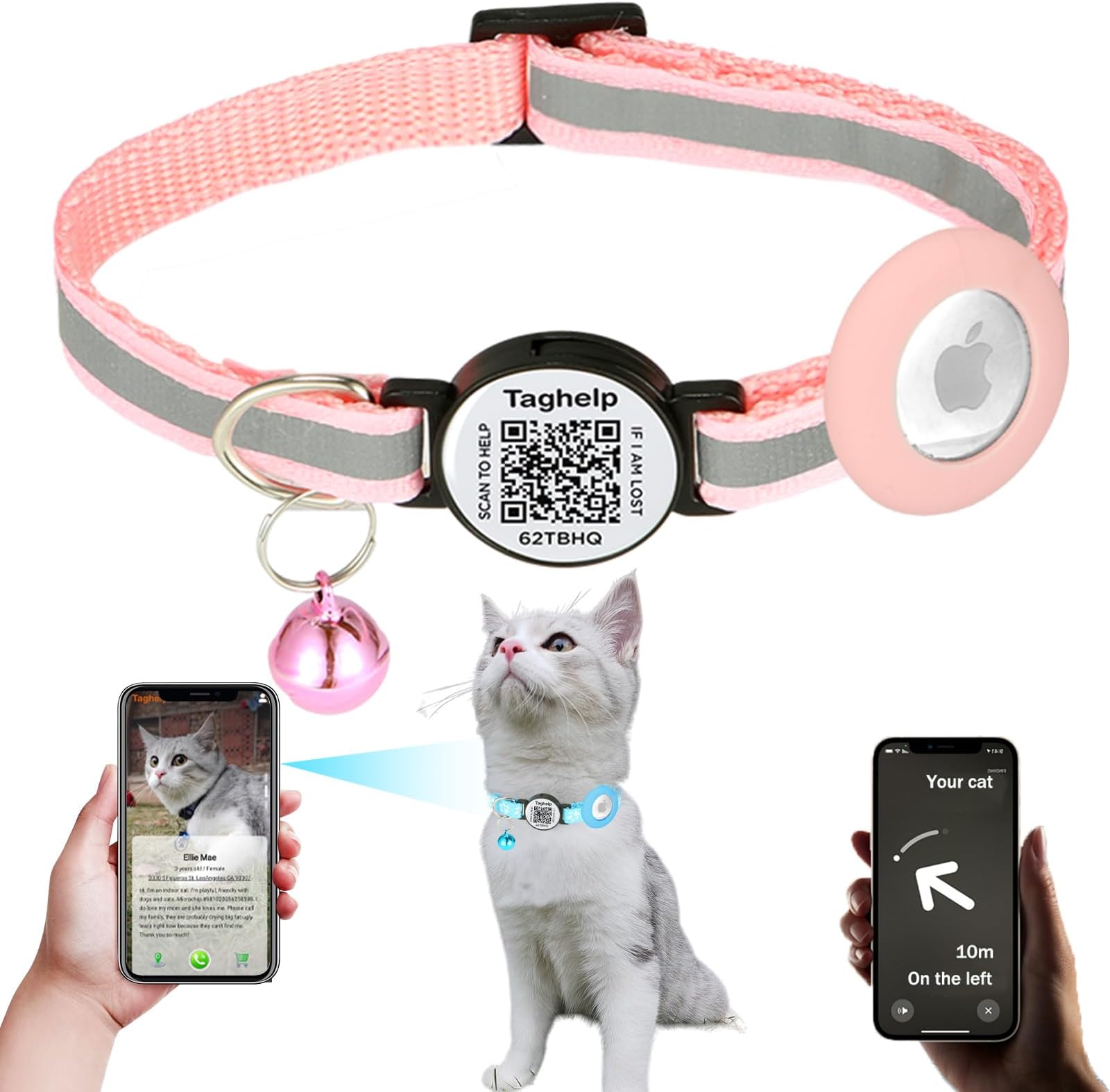 Pet Supplies Airtag Cat Collars, Reflective Air Tag Cat Collar with