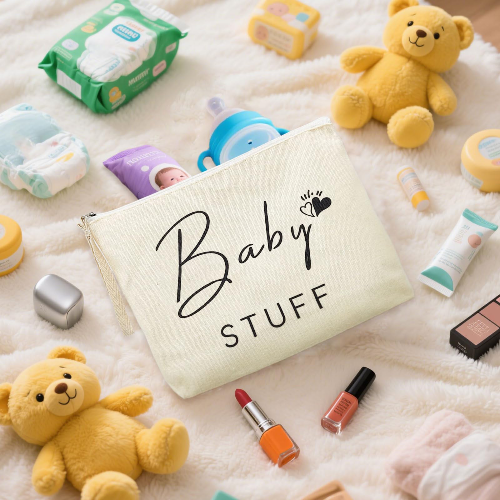 Sacchetti in Tela per Neomamme Baby Shower, Borsa Cosmetica Regalo 4 Pezzi
