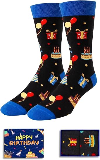 HAPPYPOP Birthday Gifts for Men - Cake Socks for Teen Boys, Birthday Gifts for Dad, Husband