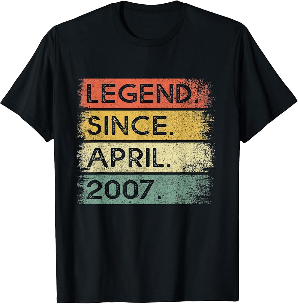 Legend Since April 2007 Vintage Birthday Party Retro Bday T-Shirt