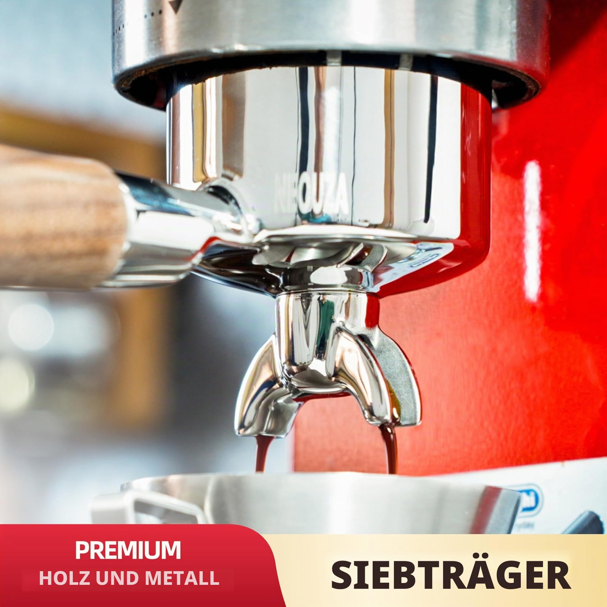NEOUZA Espresso-Siebträger mit Doppelausguss, 51 mm, kompatibel mit Delonghi La Specialista EC9155/9255/9335/9355/9665/9865, 304 Edelstahl