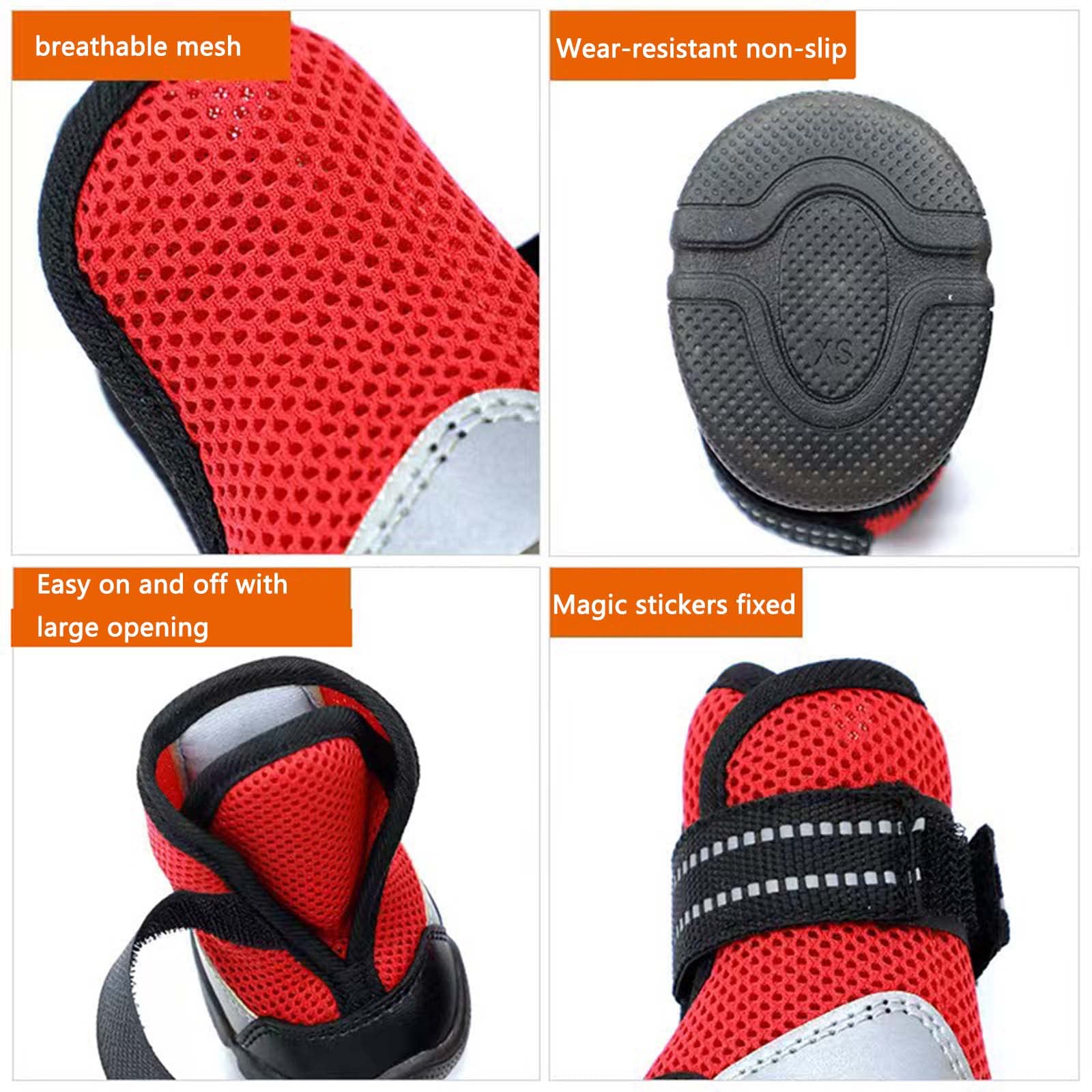 JUSHZ Hundeschuhe Wasserdicht Pfotenschutz Dog Shoes Hund Schuhe Für Große Hunde Atmungsaktiv 4er-Set Abriebfester Anti Rutsch Gegen Hitze Haustierschuhe Mesh-Tuch (4,Blue)