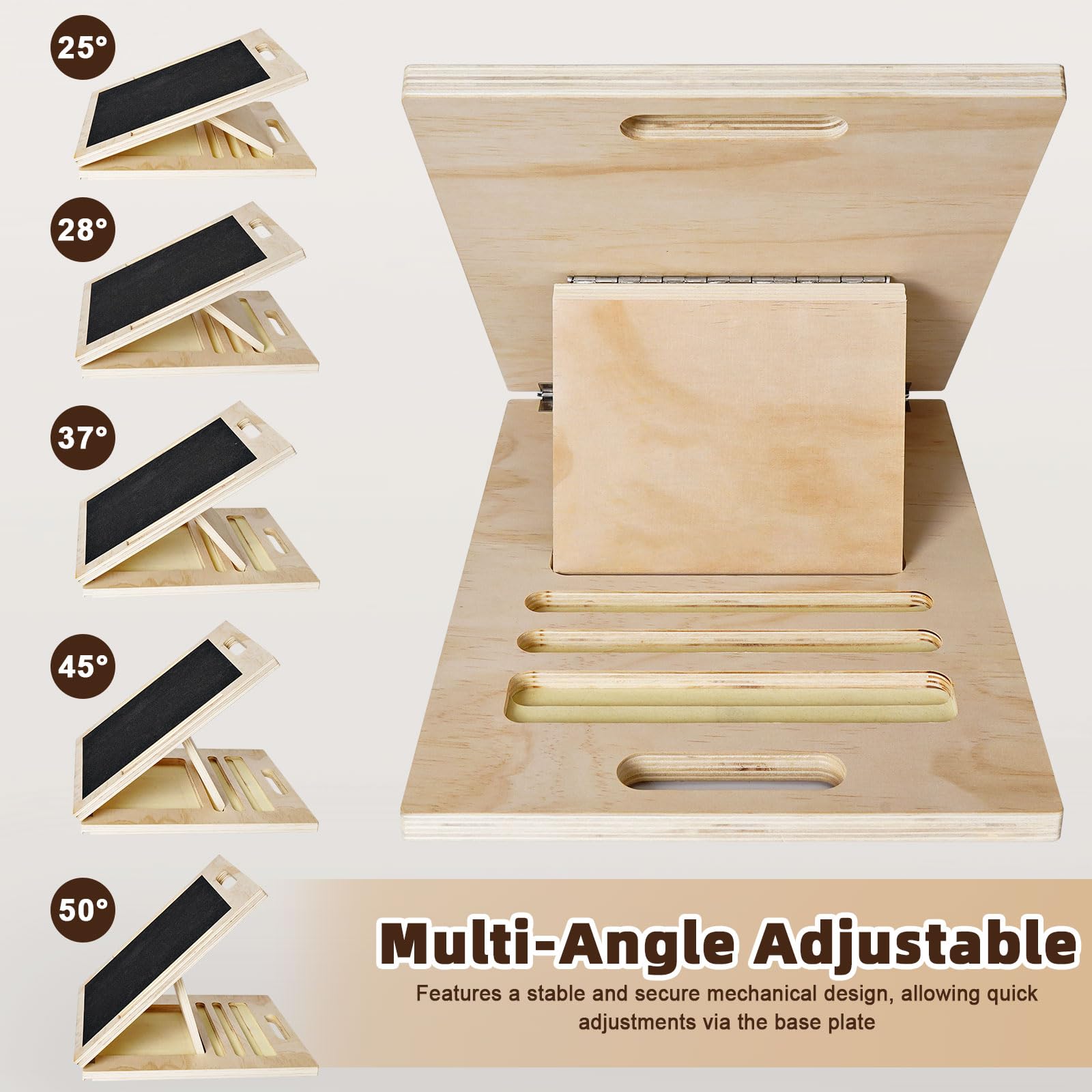 Balance Board e Tavola Inclinata in Legno, Tavoletta Propriocettiva, Tavola Inclinata Regolabile con 5 Angoli di Inclinazione, Tavola Equilibrio e Barella per Polpacci