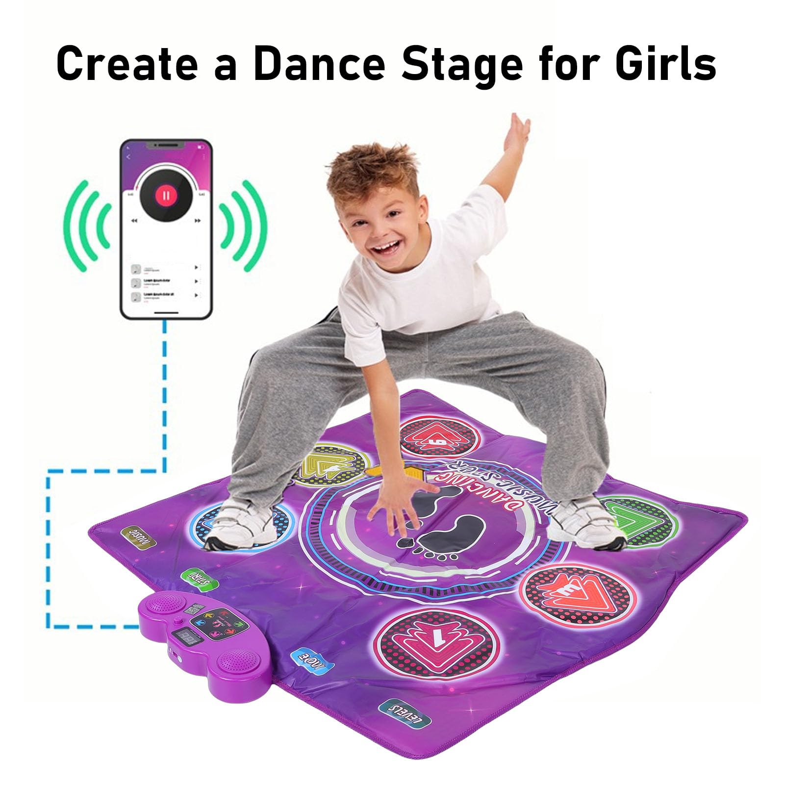 Annadue Atractivo Juguete de Alfombra de Baile con 6 Modos de Juego, Altavoces Duales Integrados, Niños de 3 a 12 Años, Alfombra de Baile Iluminada