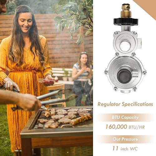 Miniatura 4 de SyunsXoon Regulador de propano de 2 etapas, NPT hembra estándar de 38 pulgadas con regulador POL RV de doble etapa para RV, furgonetas, remolques,