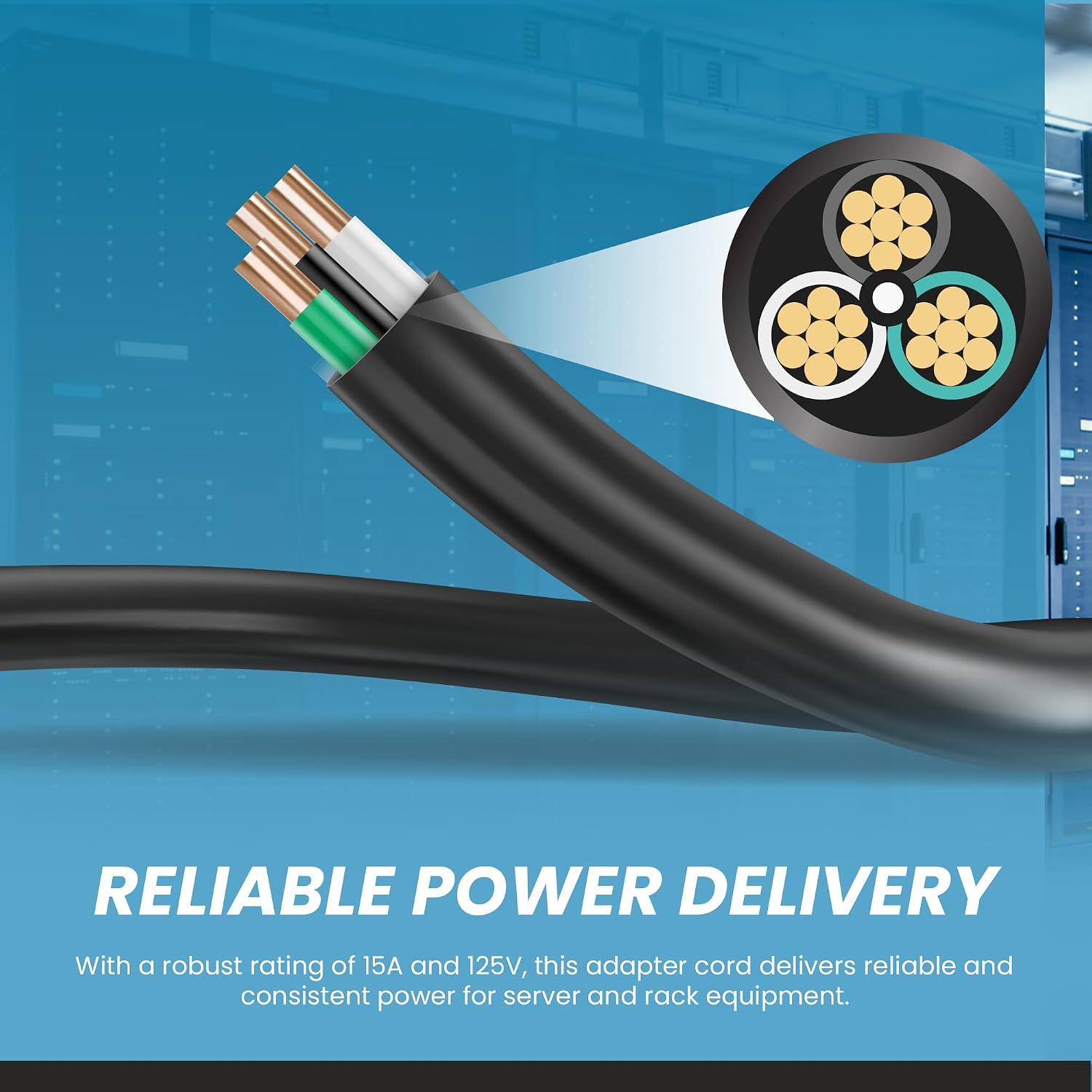 IronBox Electric - IEC C14 to NEMA L5-20R Plug Adapter Power Cord - Rated for 15A/125V - 14 AWG - UL Listed Twist Lock Extension Cable - Heavy Duty Power Cable for Server Rack or Data Center (1 Foot)