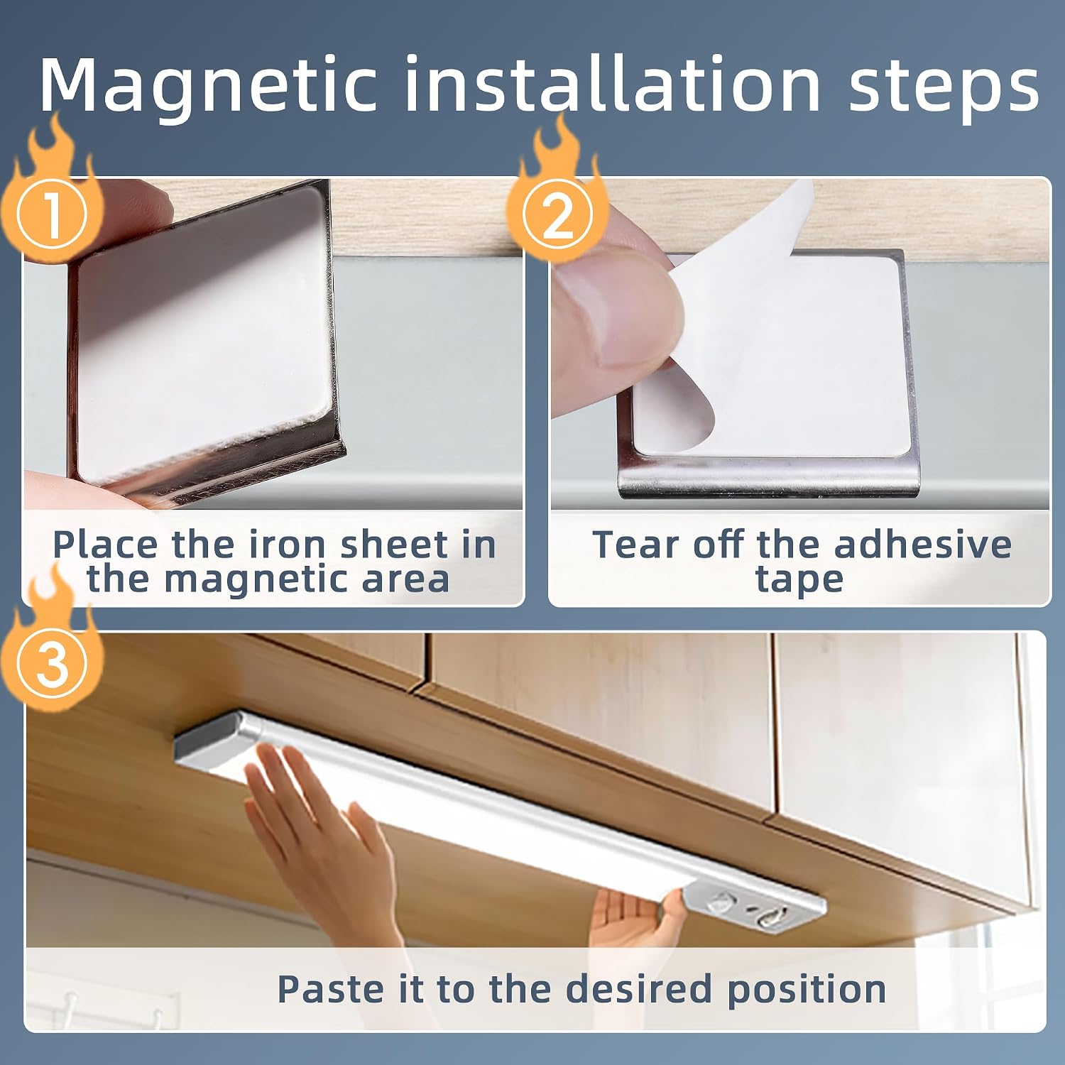 6-Pack Under Cabinet Lights, 1500mAh Rechargeable 52-LED Motion Sensor Light, 10-inch Wireless Magnetic Stick-On Closet Lights, Stepless Dimmable Night Light for Kitchen, Pantry, Wardrobe