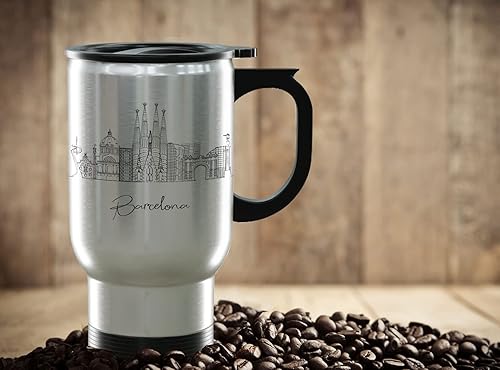 Miniatura 434 de Taza de cerámica Madrid Spain Skyline, taza blanca de recuerdo de Europa de 11 onzas, taza de café personalizada, regalo para cumpleaños, taza