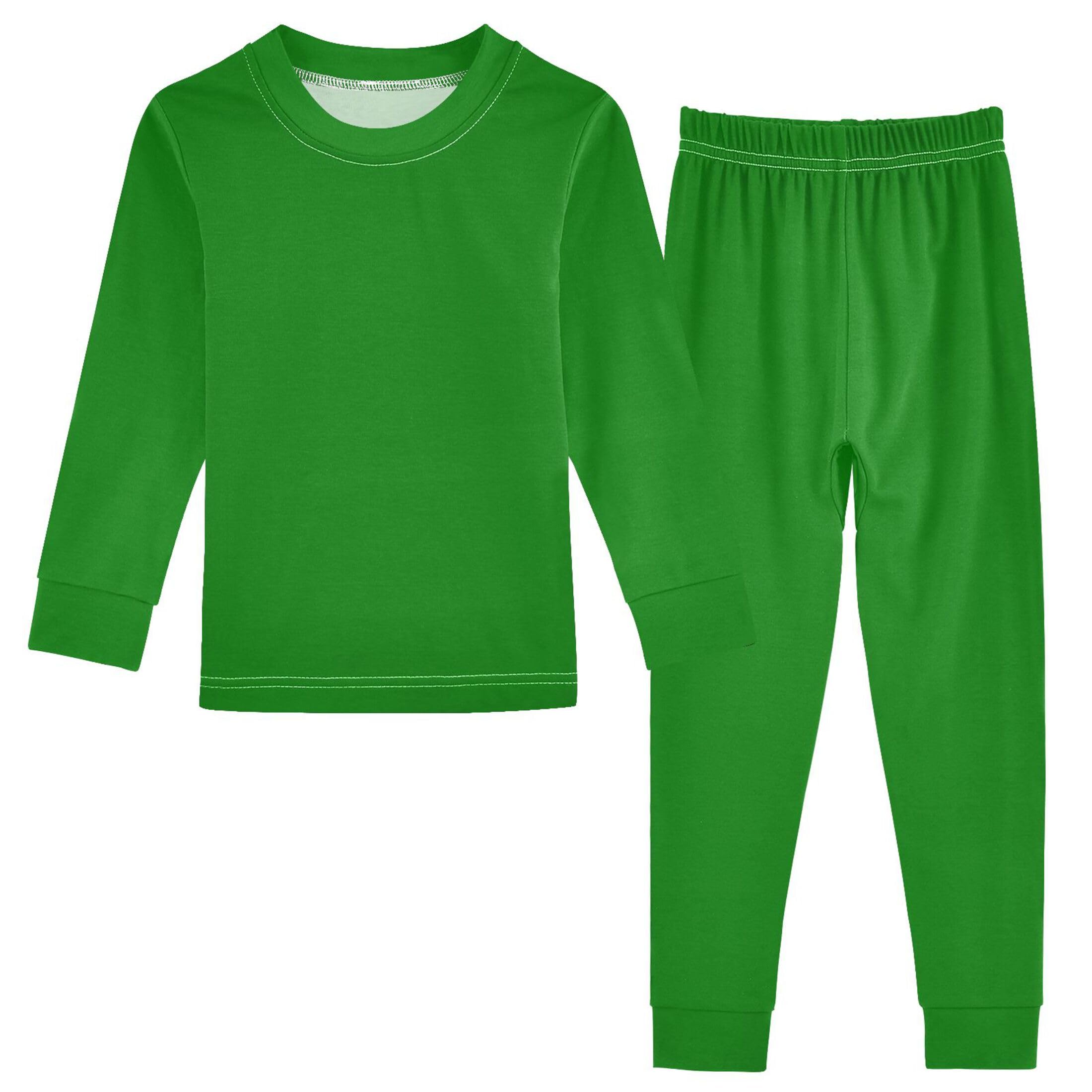 Green Long Sleeve Pajamas Set Sleepwear Jammies 2pcs Set Pjs Green 05