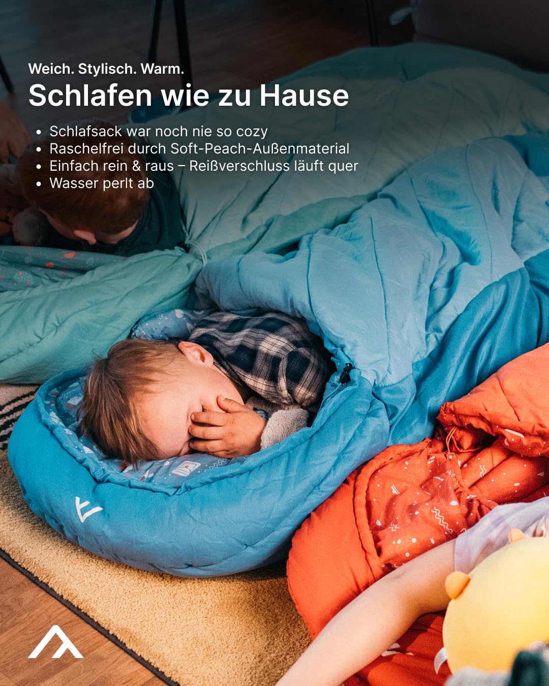 qeedo Buddy Junior Camping Schlafsack Kinder 10-25°C 3 Jahreszeiten bis 140 cm