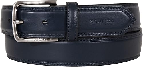 Nautica Cinturón de cuero de vestir para hombres para trajes y pantalones Clásico Negocios Moda Ajustable Hebilla de metal