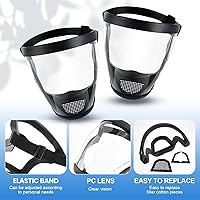 Vista 3 de 6 máscaras protectoras antivaho antipolvo, máscara de cara completa, respirador, cubierta completa con 60 filtros reemplazables para golpear