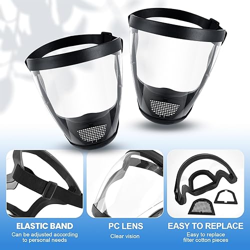 Miniatura 3 de Tellegloww 6 máscaras protectoras antivaho antipolvo, máscara de cara completa, respirador, cubierta completa con 60 filtros reemplazables para