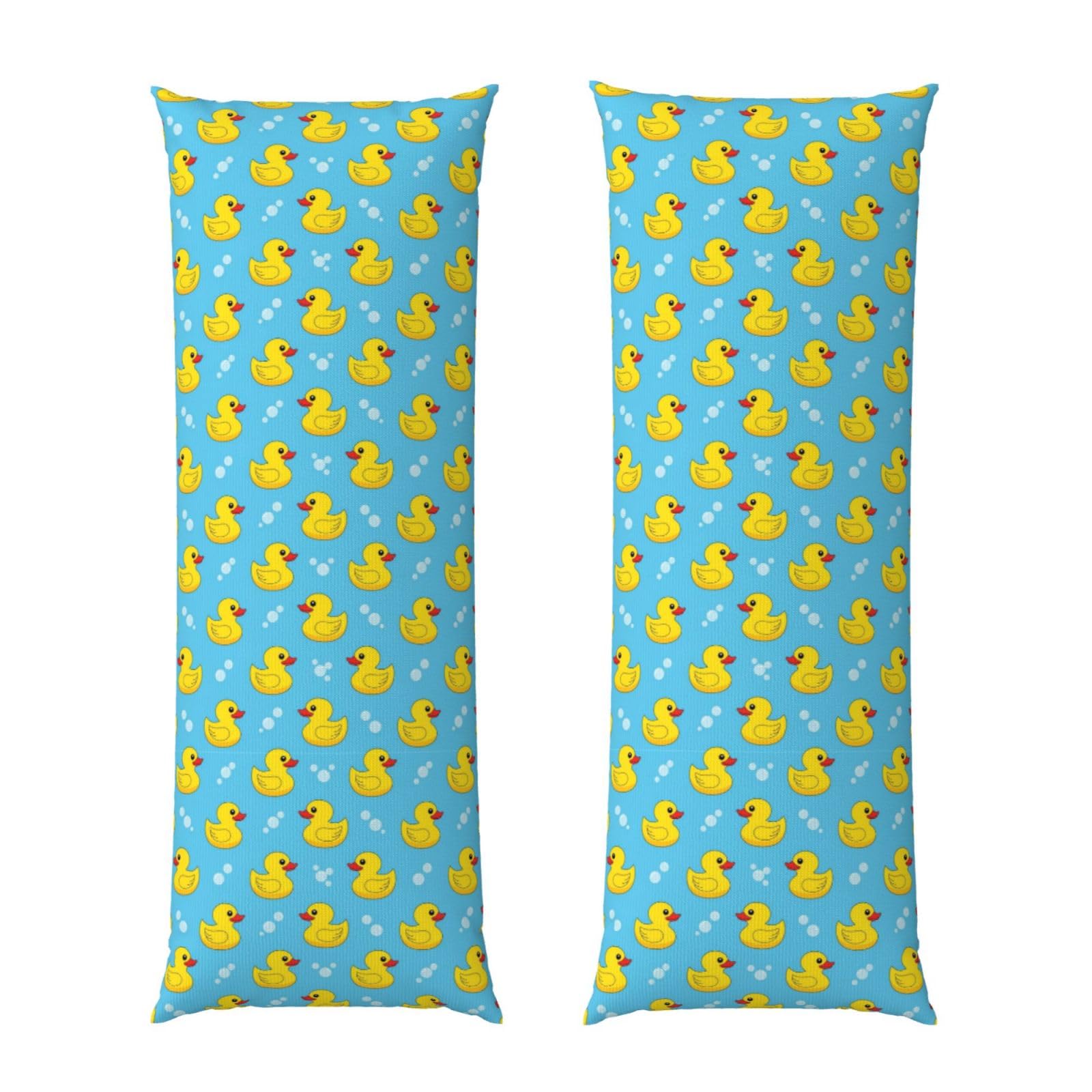 Body Pillow Cover 20x54 Inch, Yellow Rubber Ducks Bubbles Blue, Soft Long Pillowcase with Hidden Zipper, Breathable Cushion Protector for Bed Couch Sofa Home