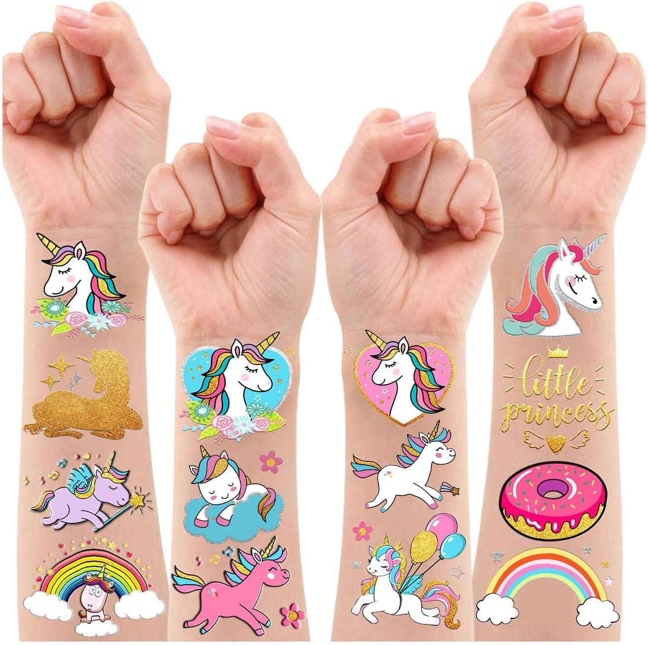 Leesgel Unicorn Birthday Party Supplies, 30 Styles Glitter Unicorn Temporary Tattoos for Kids, Unicorn Gifts for Girls Unicorn Party Decorations Games Prizes Unicorn Toys for Birthday Party Favour