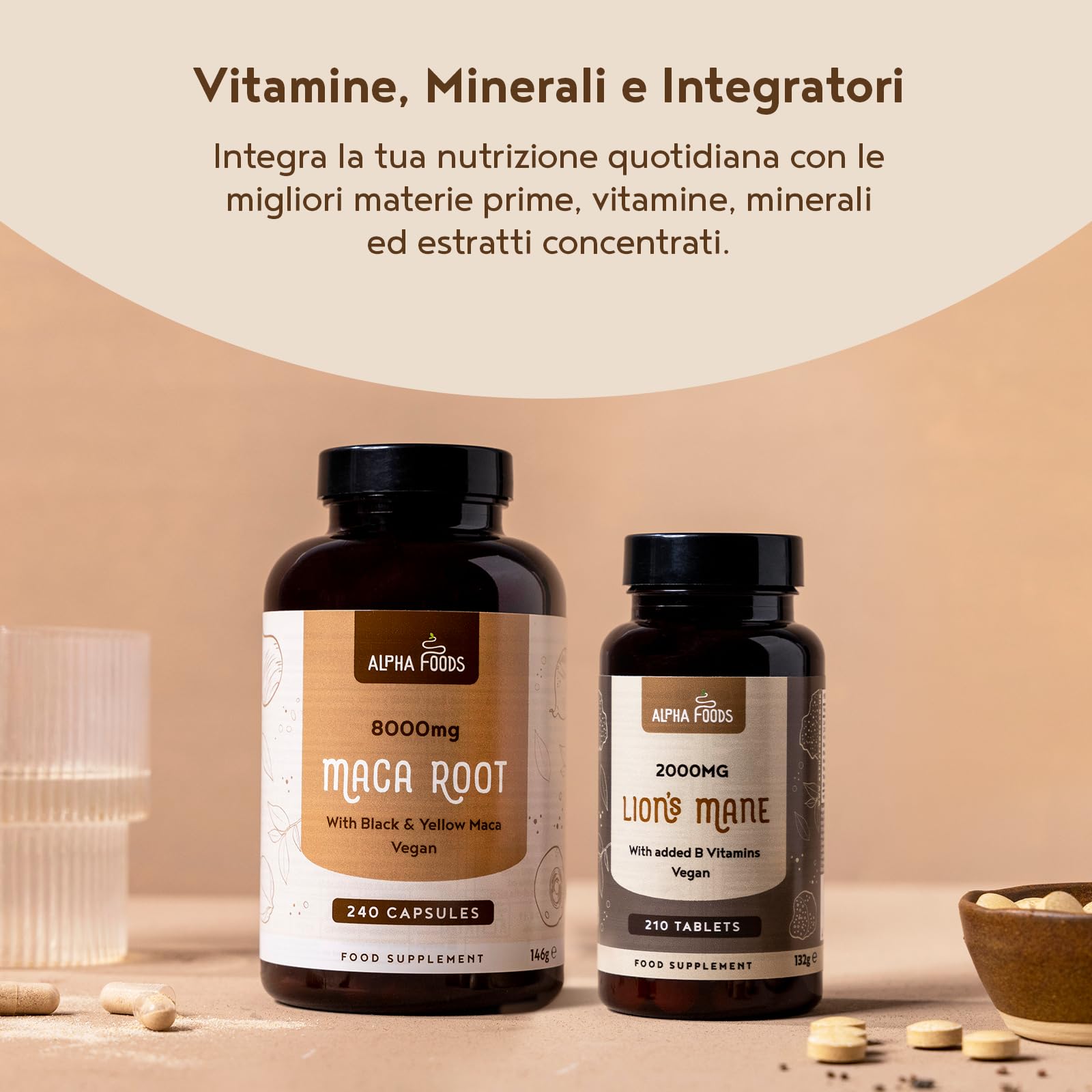 Maca Peruviana Nera Extra Forte | 8000mg per Capsula di Estratto di Maca Gialla + Black/Nera | Equilibrio Ormonale | 240 Capsule Vegane Alto Dosaggio | Alpha Foods