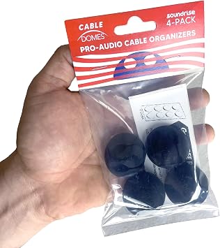 Soundrise Cable Domes Pro-Audio Cable Organizer (Pack of 4) - 1.5 Silicone Adhesive Cable Holder - Studio Cord Management Clips - Fits XLR, 1/4 & Cables for Studio Monitors, Subwoofers & Music Gear