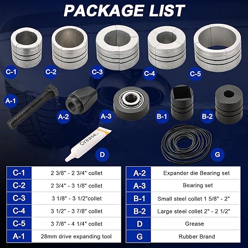 Miniatura 2 de DASBET Juego de herramientas expansoras de tubo de escape de 1.102 in, kit de estirador de tubo de escape de 1-5/8 a 4-1/4 pulgadas, esparcidor de