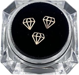 Professional Dental Teeth Gem Ornament Kit/Tooth Whitening Studs with Gold Crystal Diamond-Shaped - Teeth Jewels/Jewelry Decoration Material for Women, Men (3PCS/Box, 0.2x0.2in, No Glue)