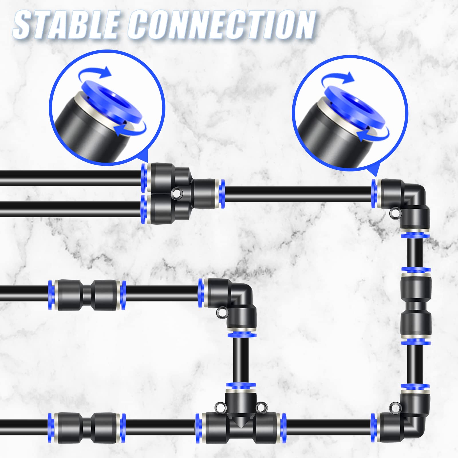Codo 6mm Tubo OD Empujar Conectar Neumáticos Accesorios Bloqueo PV6