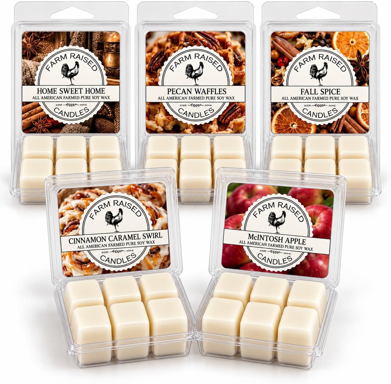 Fall Spice Wax Melts - American Made Soy - Hand Poured - Variety Pack, 5 Count 16 Ounces