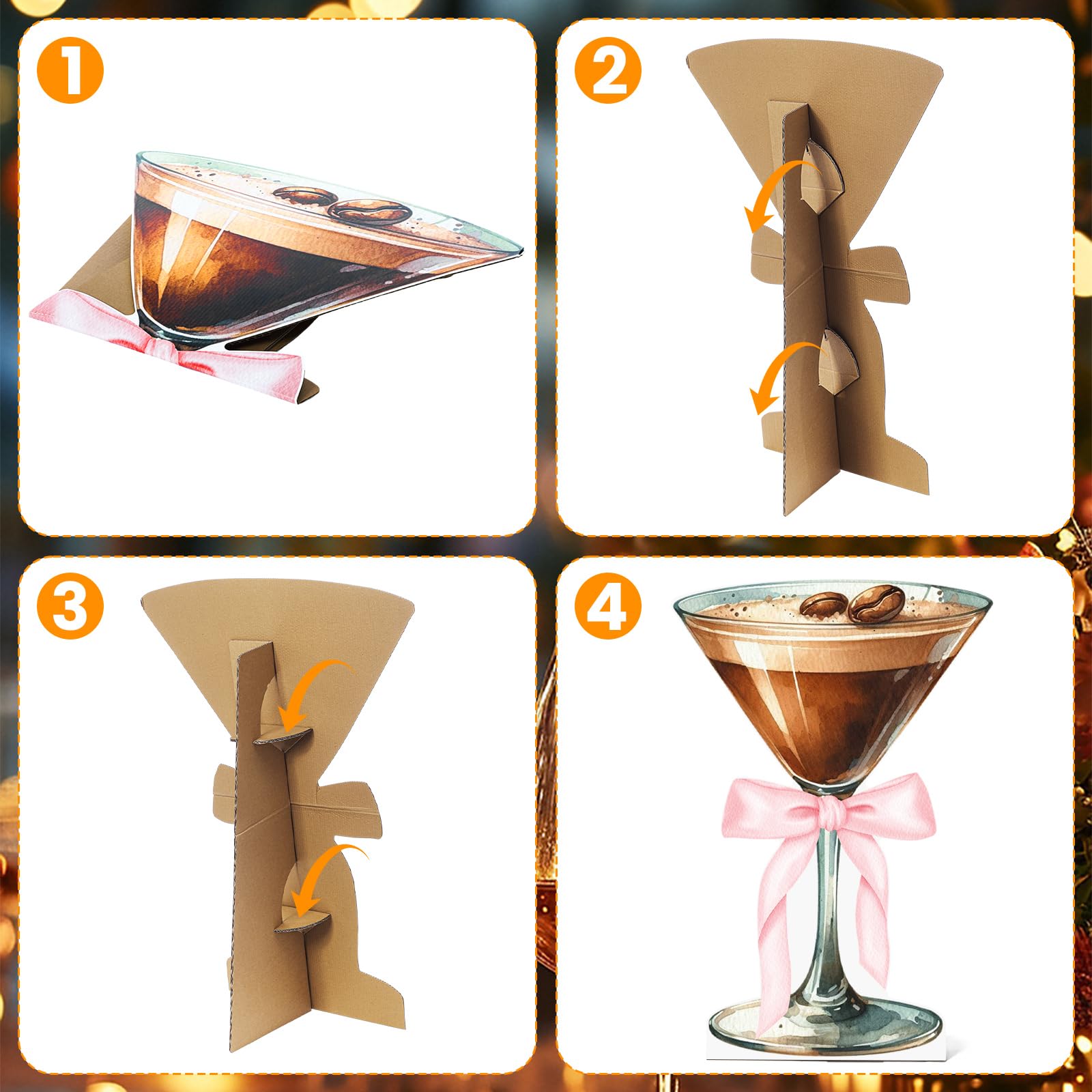 AmazingSpark Martini-Glas-Kartonständer für Espresso, Martini-Cocktail, für ältere Geburtstage, Junggesellinnenabschiede, Hochzeit, Party, Dekoration, 1,2 m