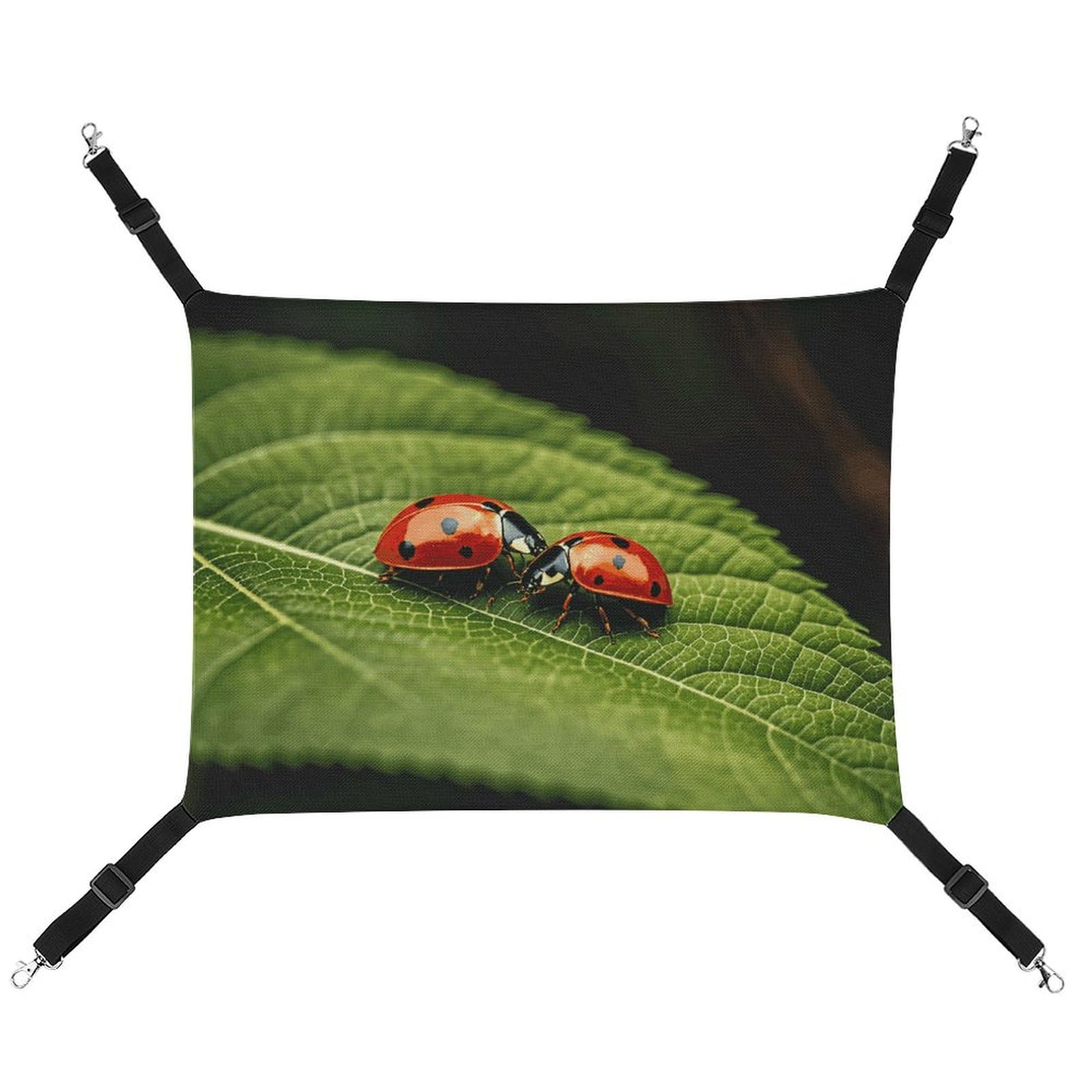 Hamac pour chat suspendu anti-stress avec feuilles et coccinelles