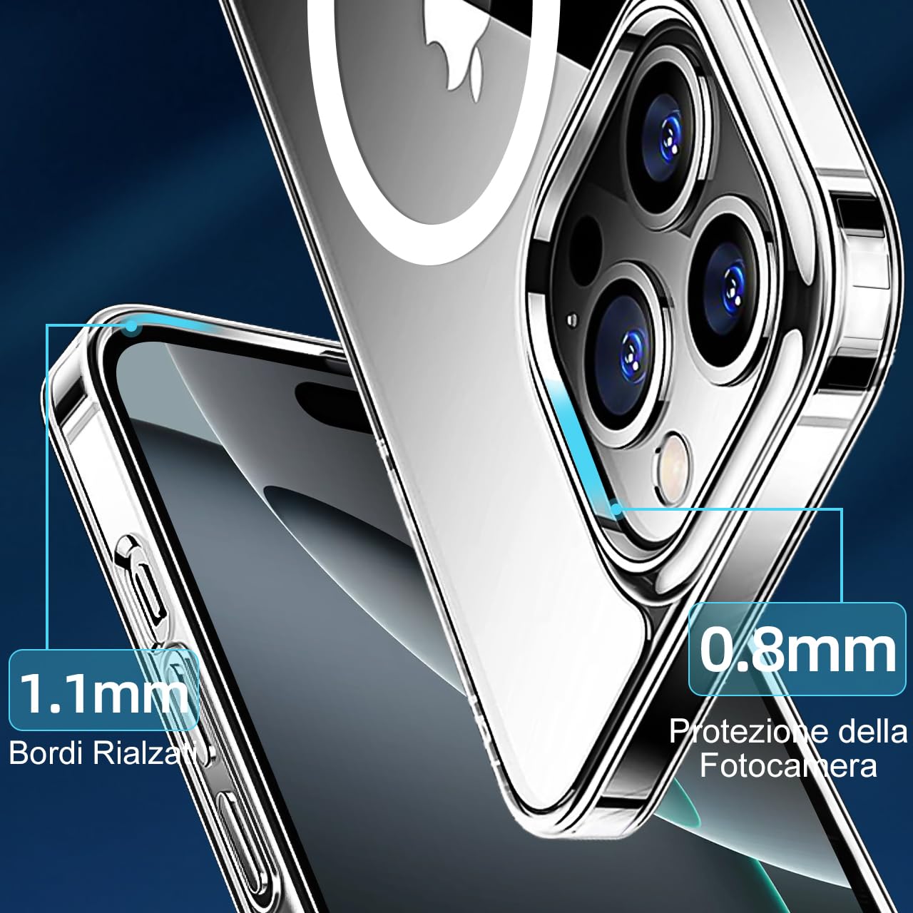 tigratigro Cover Magnetica per iPhone 16 Pro Max, Compatibile con MagSafe Ricarica Wireless, Telefono Custodia Antiurto, Retro Antigraffio Trasparente