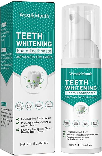 Teeth Whitening Toothpaste Foam, Baking Soda Whitening Toothpaste, Intensive Stain Removal Toothpaste, Ultra Active Foam Toothpaste Tooth Colour Corrector for Teeth Cleaning(60ml)